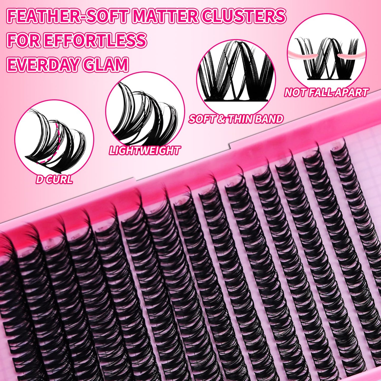 🌟RITALASH Flora Hybrid Wispy Lash Clusters – DIY Eyelash Extension Kit, Wide-Span Cat-Eye Individual Lashes, Invisible Lash Band, 8–18mm
