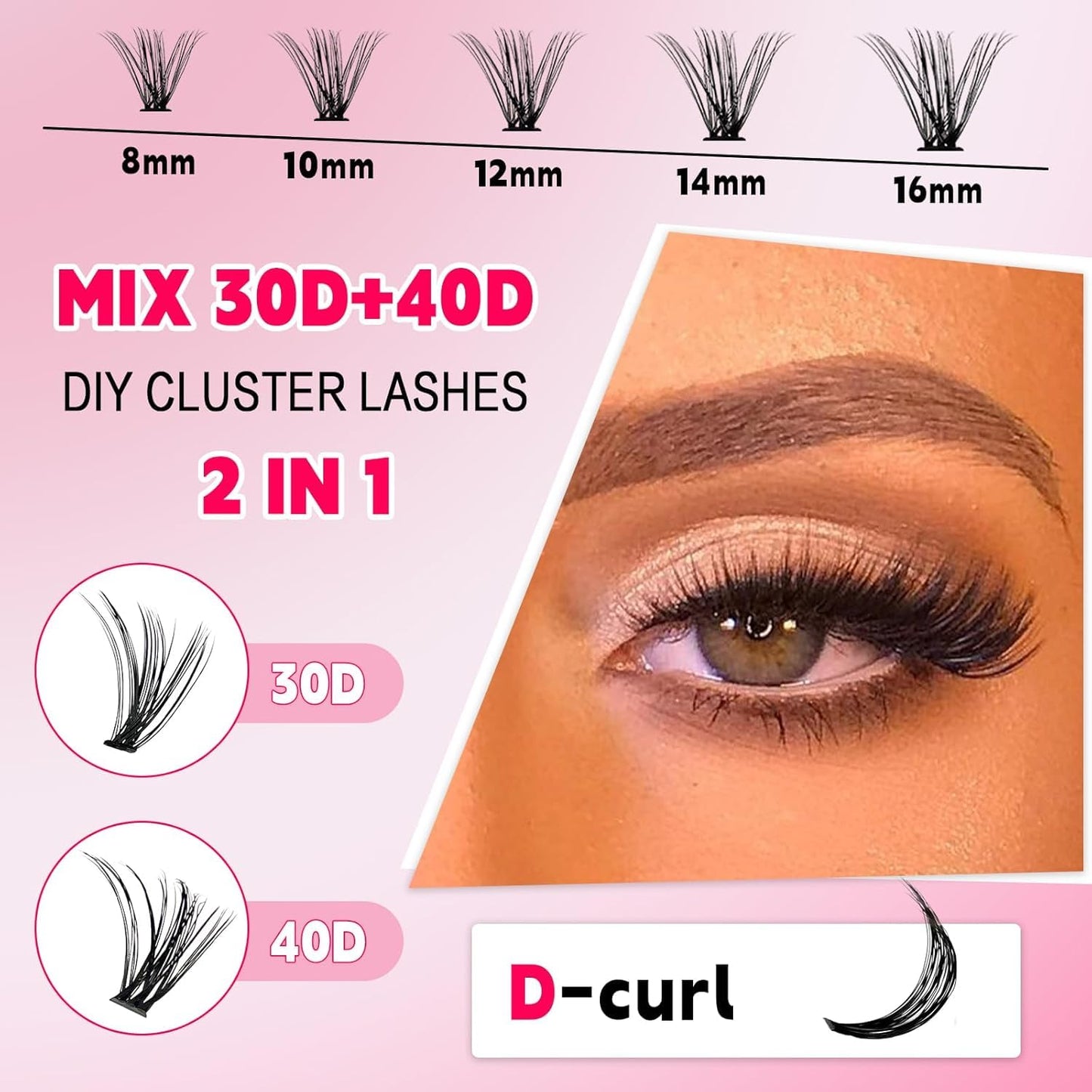 💖RITALASH 400PCS DIY Lash Extension Kit – 30D + 40D Cluster Lashes (8–16mm Mixed) with Bond, Seal, Remover & Tweezer for At-Home Glam!