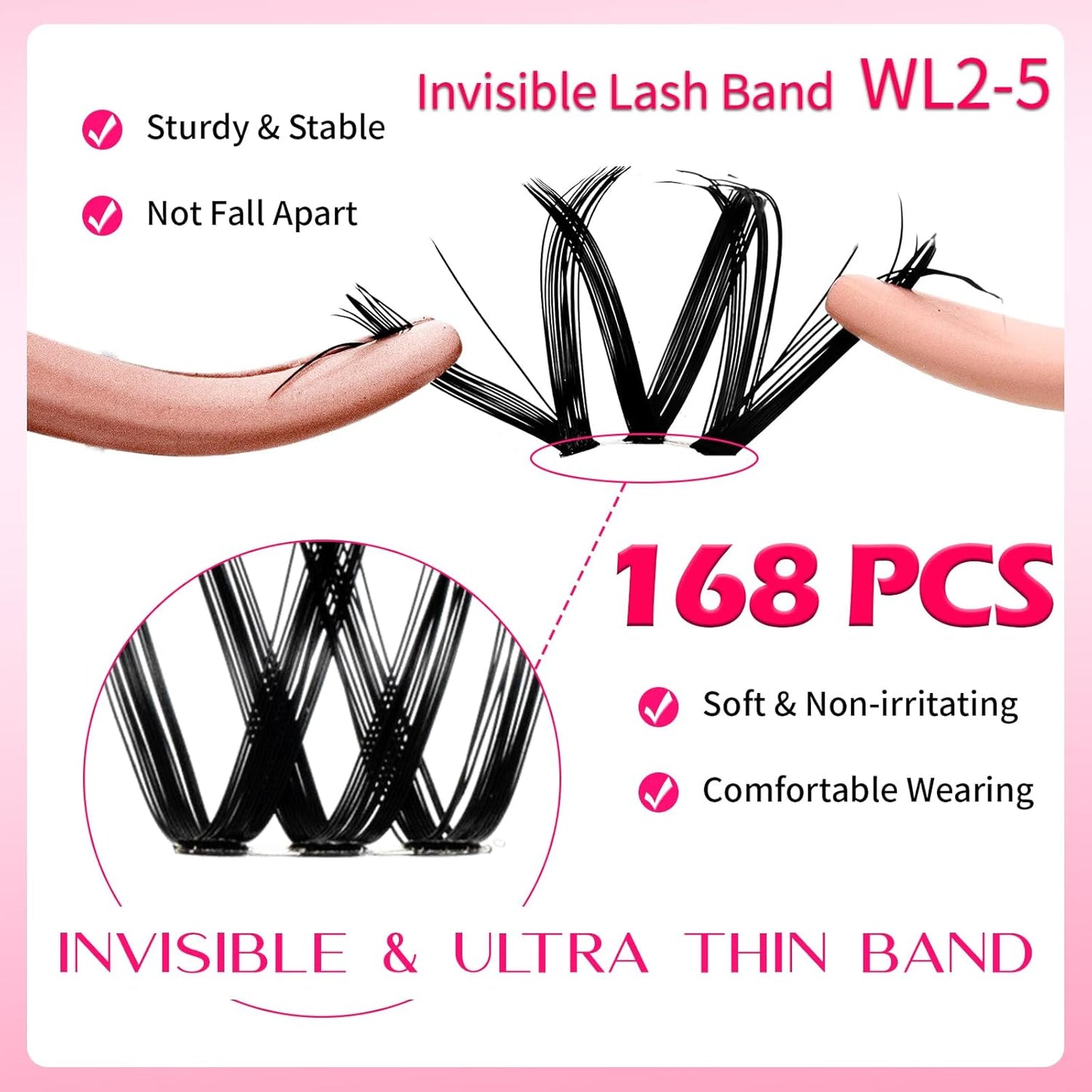🌟RITALASH DIY Lash Clusters Kit – Wispy & Fluffy Individual Lashes 10–18mm with Ultra-Thin Invisible Lash Band (WL2-5) for Natural, Cat-Eye & Hybrid Volume DIY Extensions