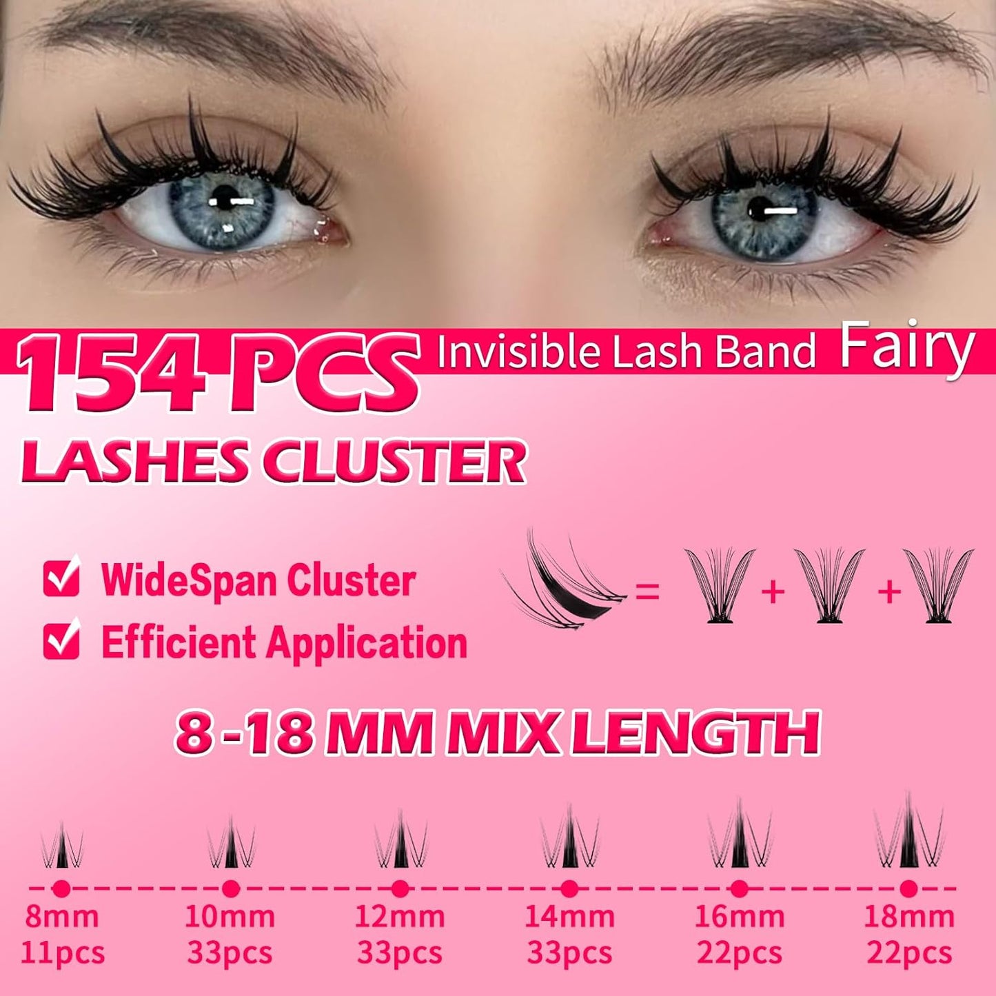 🌟RITALASH Fairy Lash Clusters – Wispy Manga-Style DIY Lash Extensions (8–18mm) | Wet-Look Spiky Individual Clusters with Invisible Band for Natural Fluffy Lash Styling