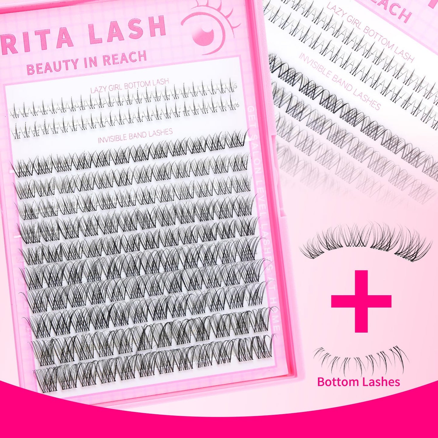🌟RITALASH Venus Bottom & Upper Lash Clusters – DIY Individual Eyelashes Kit, 5–16mm Soft Natural Lashes with Ultra-Thin Invisible Band