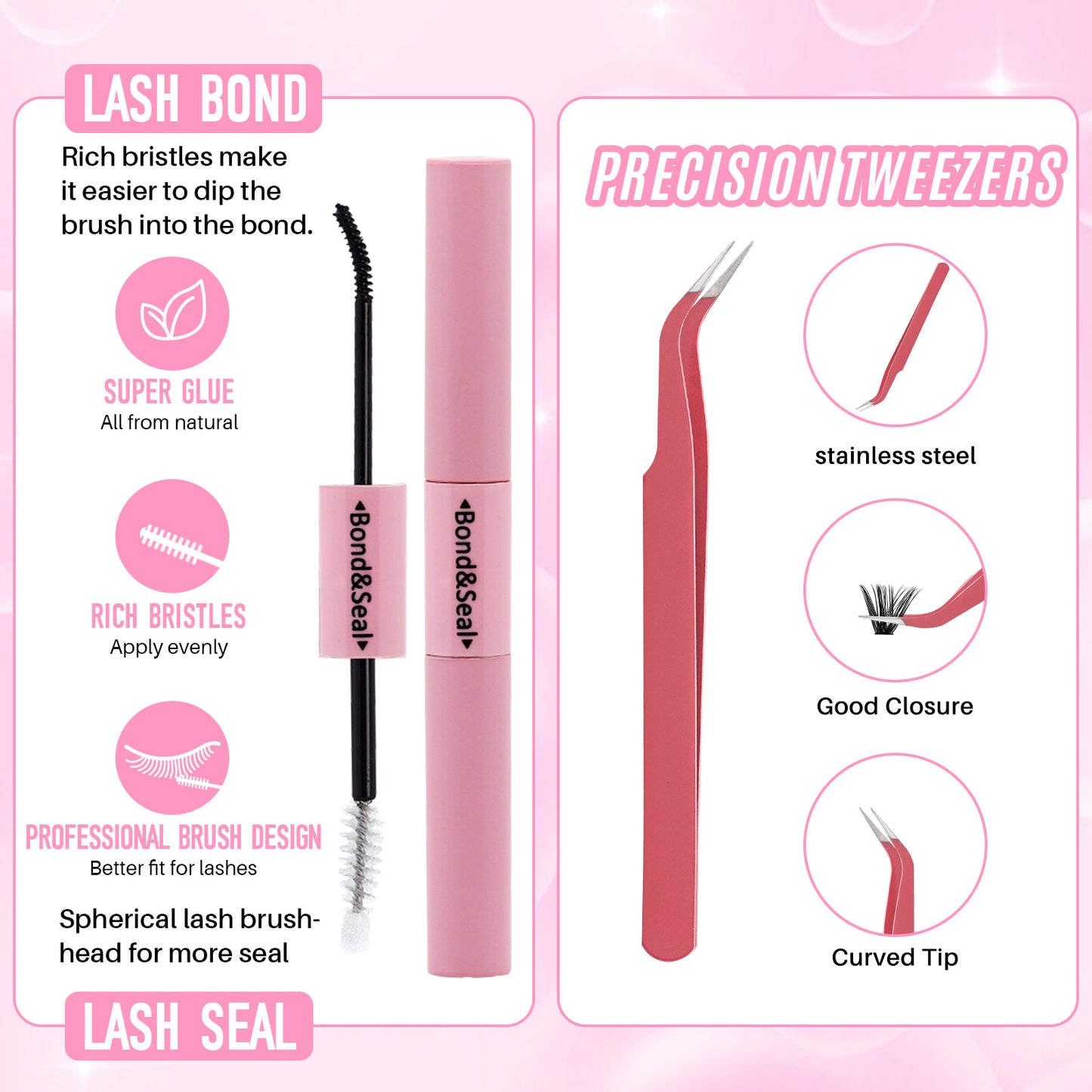 💖ndividual Cluster Lash Book 20D+40D+60D+80D DIY Eyelash Extensions D Curl Long With Bond And Seal Lash Tweezer And Brush DIY Cluster Lash At Home
