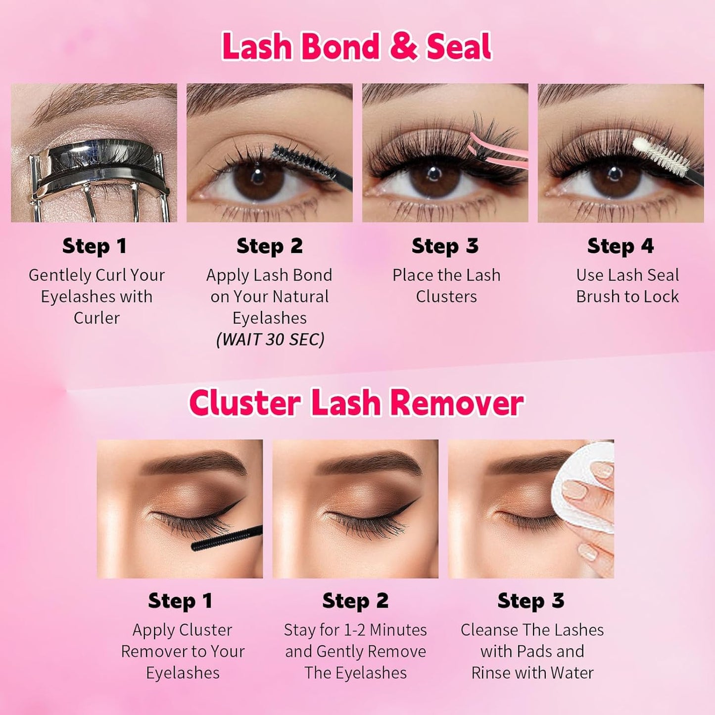 💖RITALASH 400PCS DIY Lash Extension Kit – 30D + 50D Cluster Lashes (8–16mm Mixed) with Bond, Seal, Remover & Tweezer for Custom At-Home Lash Styling!