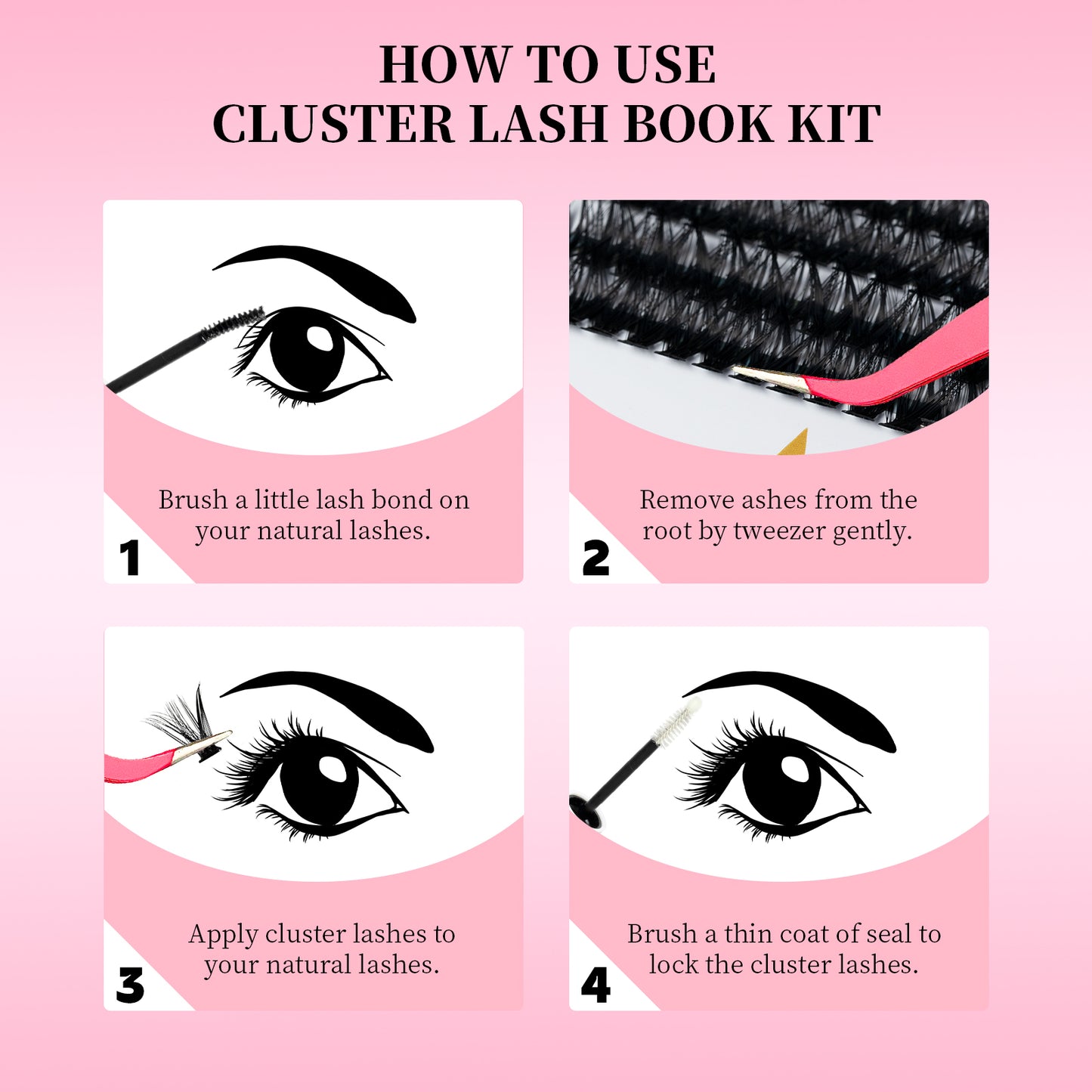 🌟RITALASH 640PCS D Individual Eyelashes Lash Clusters Book KIT DIY Eyelash Extensions Clusters Lashes Book D Curl Individual Lashes KIT Eyelash Clusters DIY At Home