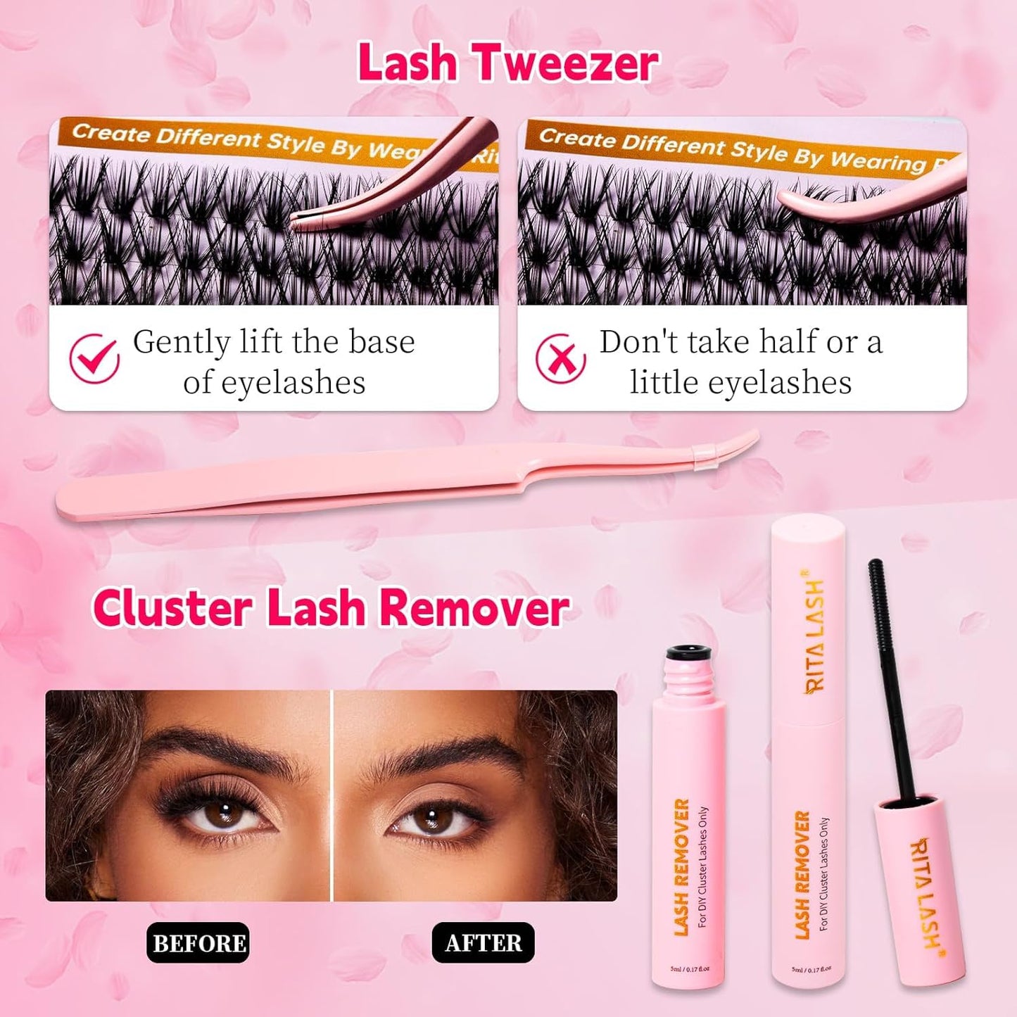 💖RITALASH 400PCS DIY Lash Extension Kit – 30D + 50D Cluster Lashes (8–16mm Mixed) with Bond, Seal, Remover & Tweezer for Custom At-Home Lash Styling!