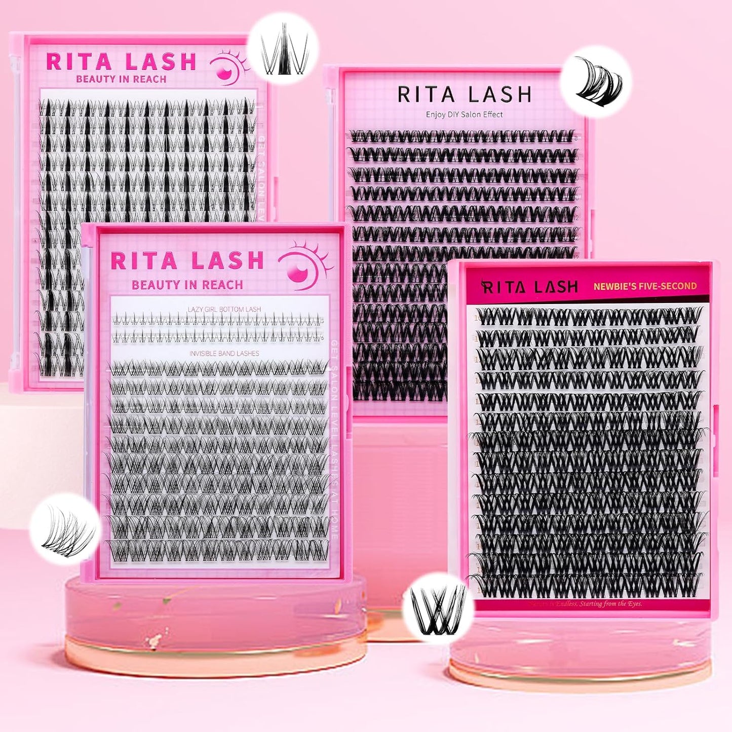 🌟RITALASH Venus Bottom & Upper Lash Clusters – DIY Individual Eyelashes Kit, 5–16mm Soft Natural Lashes with Ultra-Thin Invisible Band