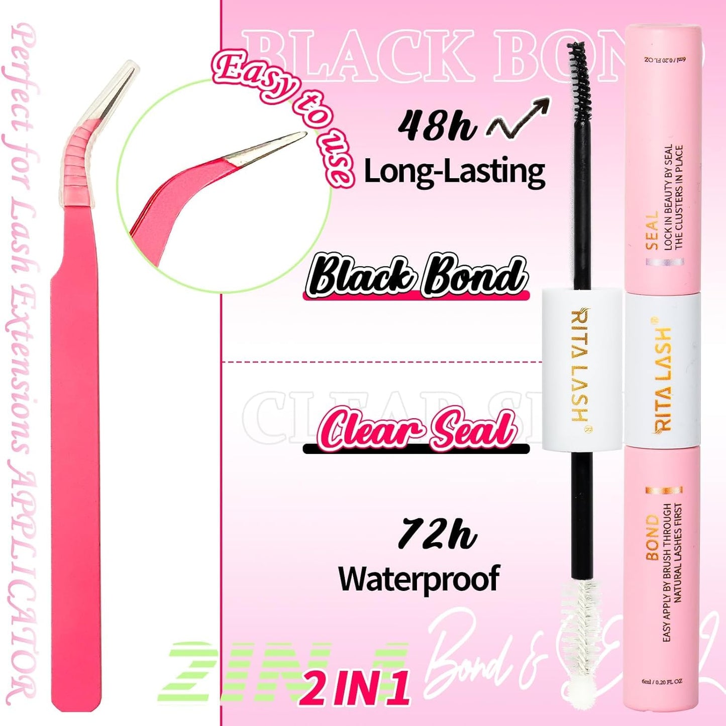 🌟RITALASH 280PCS Lash Extension Kit – 30D+40D Cluster Lashes (9–15mm Mixed) with Bond, Seal & Tweezers, DIY Individual Eyelash Extensions at Home