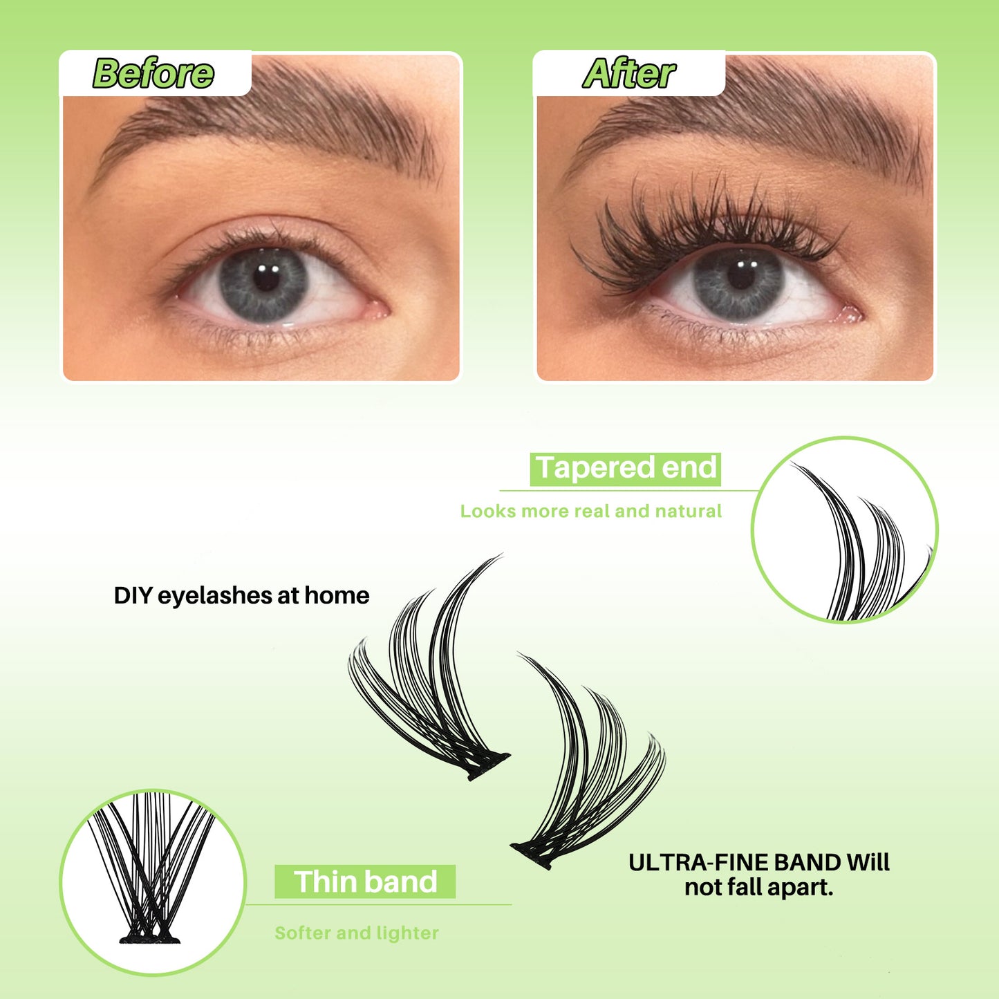 💖RITALASH 280PCS & 320PCS Individual False Cluster Lashes – 30D+40D / 30D+40D+50D D Curl with Bond, Seal, Tweezer & Brush for Easy DIY Lash Extensions at Home