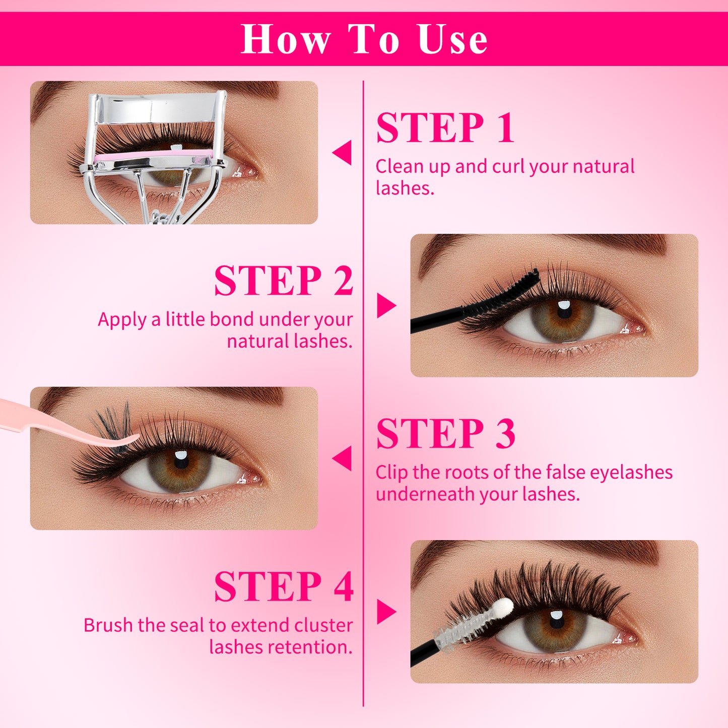 💖RITALASH 400pcs D Curl Cluster Lash Kit MIX 60D+100D Black Individual Eyelashes D Curl With Lash Bond And Seal Cluster Remover Lash Tweezer DIY At Home