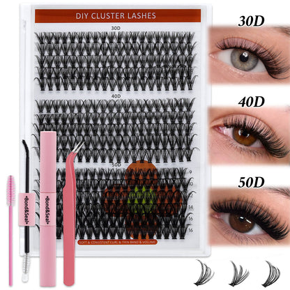 💖RITALASH 280PCS & 320PCS Individual False Cluster Lashes – 30D+40D / 30D+40D+50D D Curl with Bond, Seal, Tweezer & Brush for Easy DIY Lash Extensions at Home