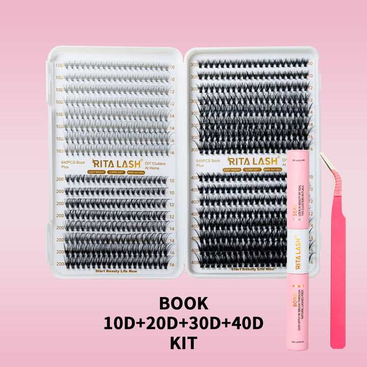 🌟RITALASH D Curl Individual Lash Cluster Book – 640PCS Reusable DIY Lashes for Effortless Extensions
