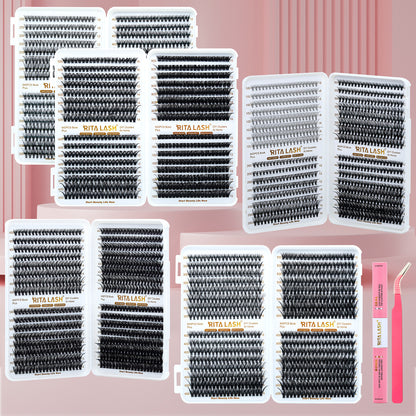 🌟RITALASH 640PCS D Individual Eyelashes Lash Clusters Book KIT DIY Eyelash Extensions Clusters Lashes Book D Curl Individual Lashes KIT Eyelash Clusters DIY At Home
