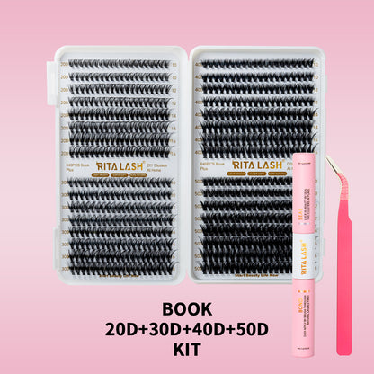 🌟RITALASH 640PCS D Individual Eyelashes Lash Clusters Book KIT DIY Eyelash Extensions Clusters Lashes Book D Curl Individual Lashes KIT Eyelash Clusters DIY At Home