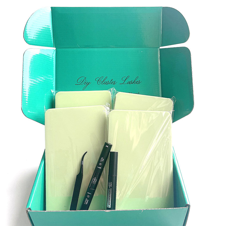 Individual False Eyelashes Extension Kit Curl Wispy Style,Individual Eyelashes Makeup Kit, 4 Box Lashes Book with Bond Seal&Remover&Tweezer