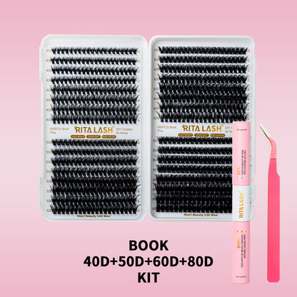 🌟RITALASH 640PCS D Individual Eyelashes Lash Clusters Book KIT DIY Eyelash Extensions Clusters Lashes Book D Curl Individual Lashes KIT Eyelash Clusters DIY At Home