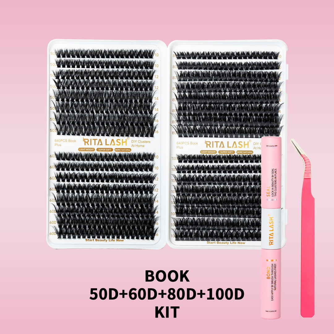 🌟RITALASH D Curl Individual Lash Cluster Book – 640PCS Reusable DIY Lashes for Effortless Extensions