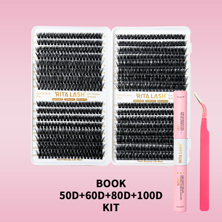 🌟RITALASH D Curl Individual Lash Cluster Book – 640PCS Reusable DIY Lashes for Effortless Extensions
