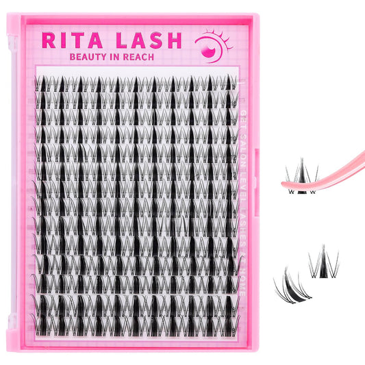 🌟RITALASH Fairy Lash Clusters – Wispy Manga-Style DIY Lash Extensions (8–18mm) | Wet-Look Spiky Individual Clusters with Invisible Band for Natural Fluffy Lash Styling