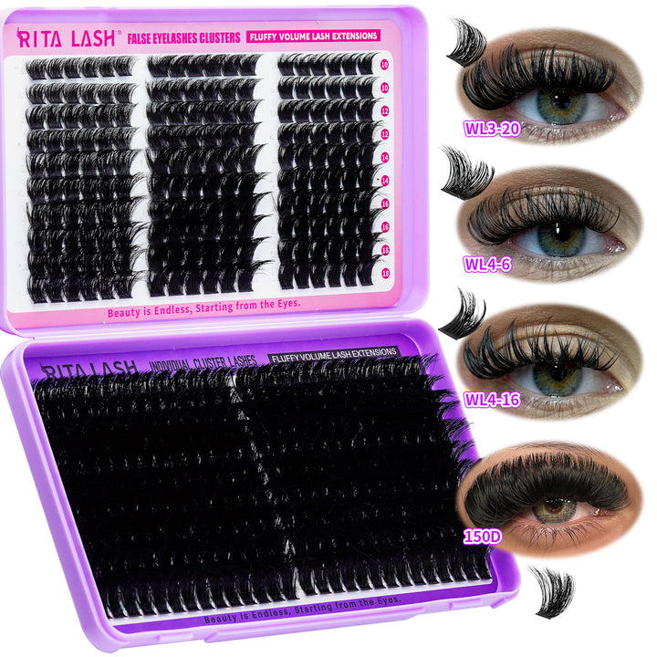 ✨RITALASH 460PCS D Curl Lash Clusters Book – DIY Extension Set