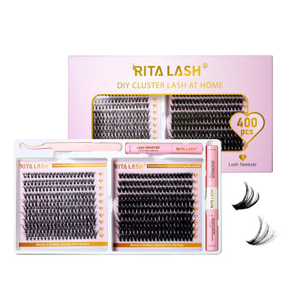 💖RITALASH 400PCS DIY Lash Extension Kit – 30D + 50D Cluster Lashes (8–16mm Mixed) with Bond, Seal, Remover & Tweezer for Custom At-Home Lash Styling!