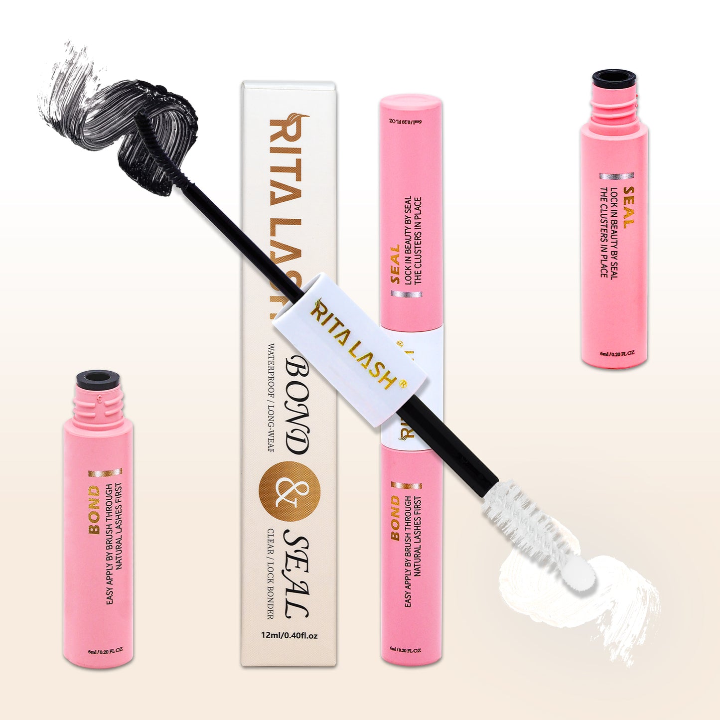 🌟RITALASH RITALASH 12ML Lash Bond & Overnight Sealer For Lash Clusters DIY Eyelashes Glue Lash Overnighter Black Lash Sealant 2 In 1 Long Lasting For 14 Days Hold