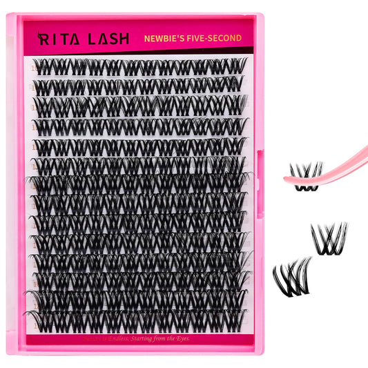 🌟RITALASH DIY Lash Clusters Kit – Wispy & Fluffy Individual Lashes 10–18mm with Ultra-Thin Invisible Lash Band (WL2-5) for Natural, Cat-Eye & Hybrid Volume DIY Extensions