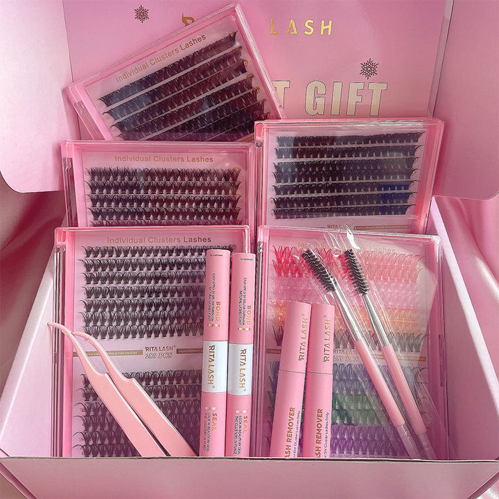 ✨280PCS Lash Extension Kit – 5 Styles DIY Lash Clusters with Bond & Applicator