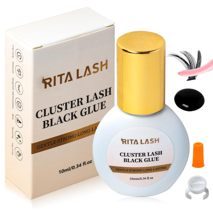 🌟RITALASH Black Cluster Lash Glue – Waterproof, Long-Lasting Eyelash Adhesive for DIY Extensions
