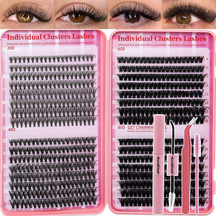 💖RITALASH 640PCS DIY Lash Extension Kit – 20D + 40D + 60D + 80D Mixed Cluster Lashes