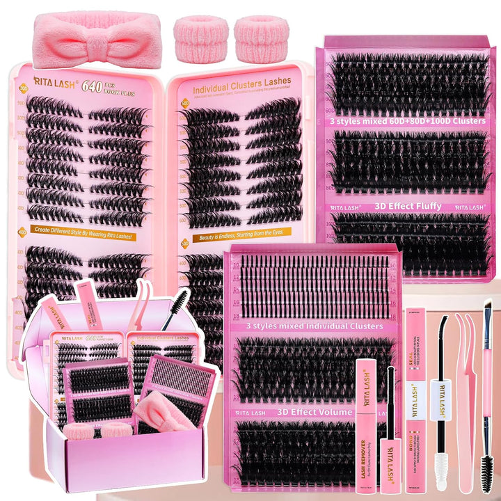 ✨RITALASH New 1270PCS 3D Effect Cat Eye Lash Clusters DIY Kit with Tools