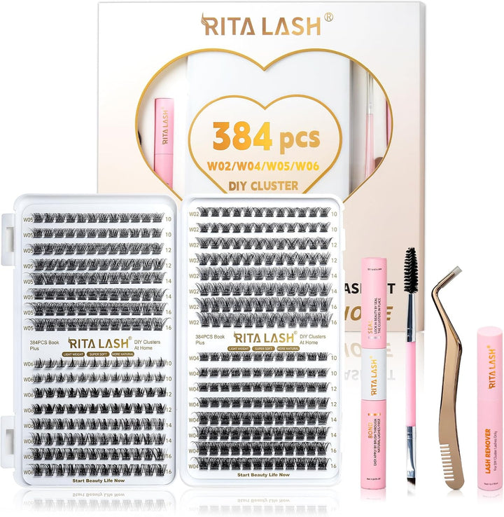 Lash Cluster Kit 384pcs W02+W04+W05+W06 Kit,10-16mm