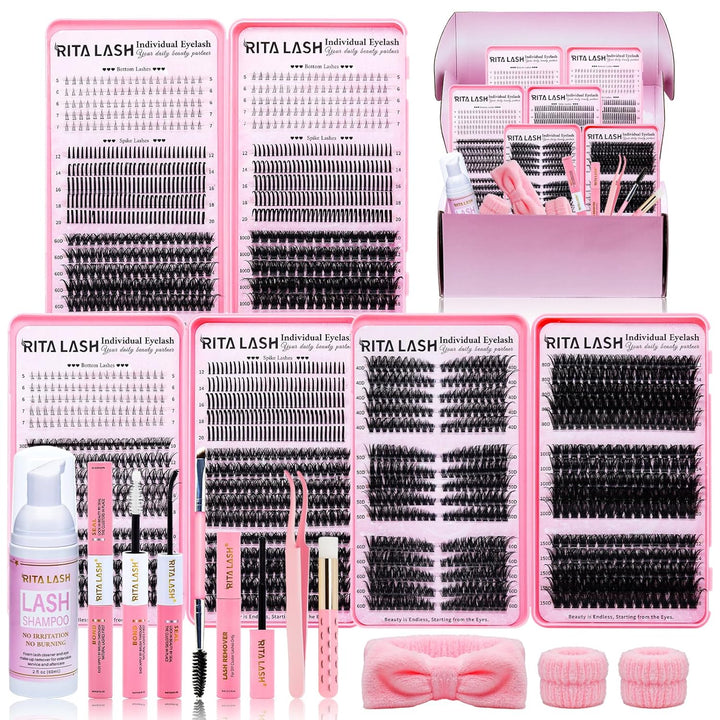 ✨RITALASH New 1930PCS Bulk Lash Clusters DIY Kit with Bond & Seal & Tools