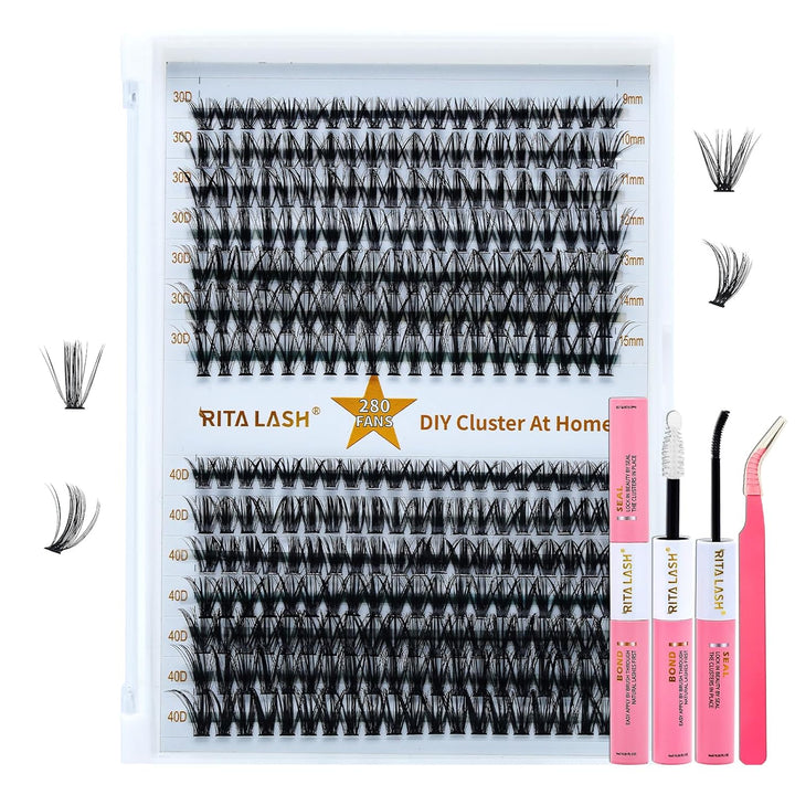 🌟RITALASH 280PCS Lash Extension Kit – 30D+40D Cluster Lashes
