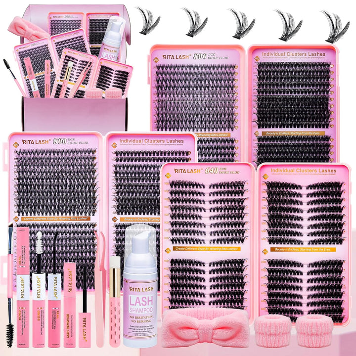 ✨RITALASH New 2240PCS Cat Eye Lash Clusters DIY Kit with Bond & Seal & Tools