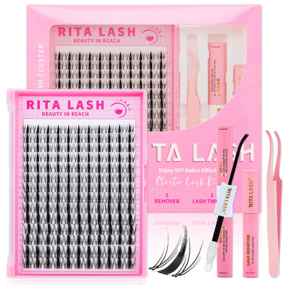 💖RITALASH 154pcs D Curl Fairy Hair Individual Eyelashes Individual False Cluster Kit DIY Eyelash Individual Lashes Mixed Lenghts At Home With Bond And Seal Applicator Individual False Cluster Remover