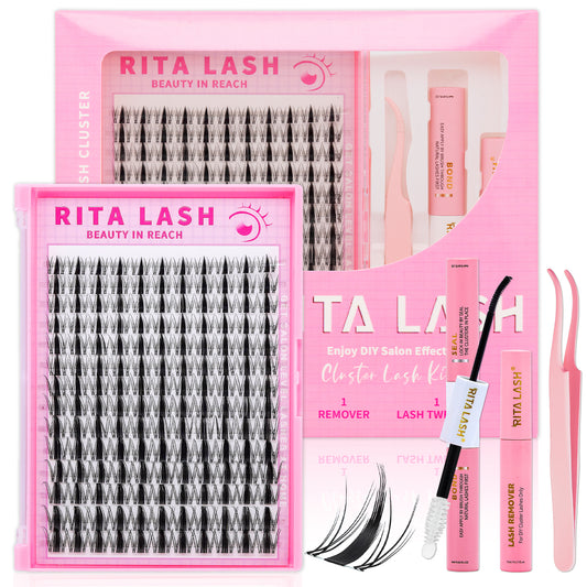 💖RITALASH 154pcs D Curl Fairy Hair Individual Eyelashes Individual False Cluster Kit DIY Eyelash Individual Lashes Mixed Lenghts At Home With Bond And Seal Applicator Individual False Cluster Remover