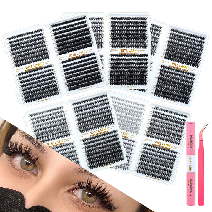 🌟RITALASH D Curl Individual Lash Cluster Book – 640PCS Reusable DIY Lashes for Effortless Extensions