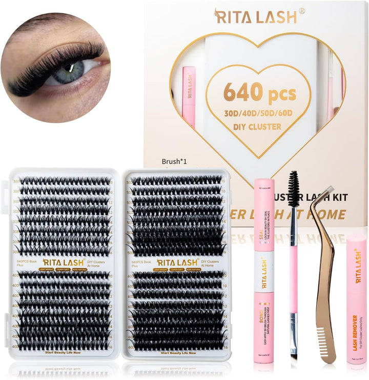 Lash Cluster Kit 640pcs 30D+40D+50D+60D,10-16mm