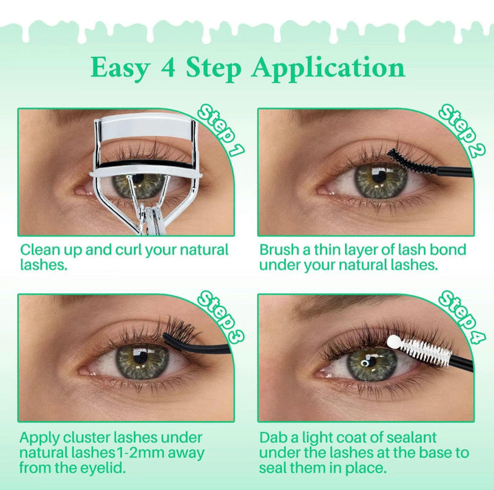 Individual False Eyelashes Extension Kit Curl Wispy Style,Individual Eyelashes Makeup Kit, 4 Box Lashes Book with Bond Seal&Remover&Tweezer