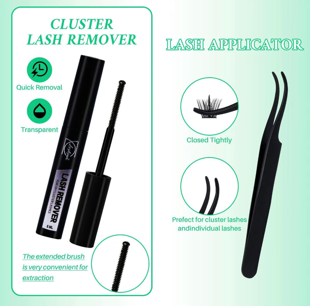 Individual False Eyelashes Extension Kit Curl Wispy Style,Individual Eyelashes Makeup Kit, 4 Box Lashes Book with Bond Seal&Remover&Tweezer