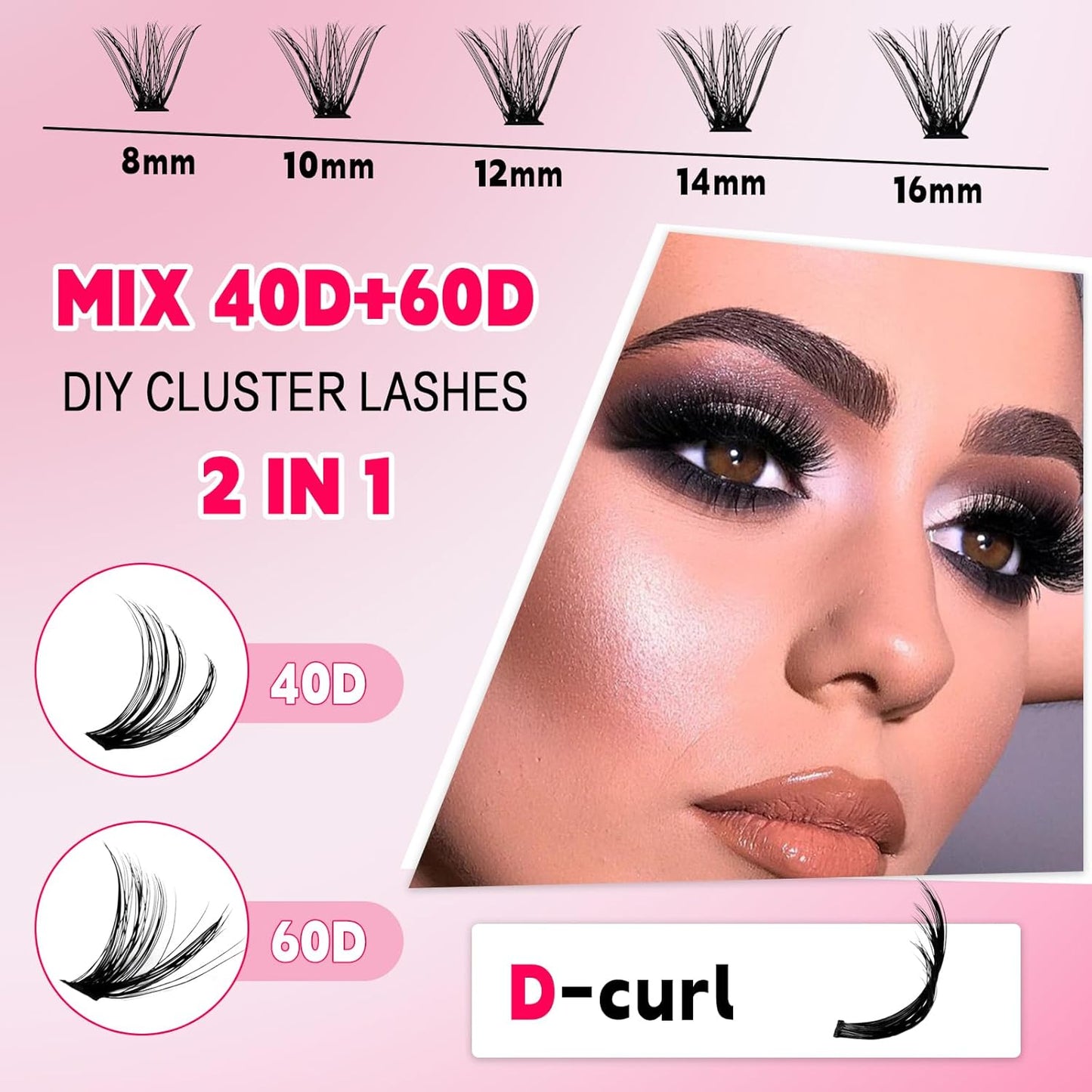 💖RITALASH 400PCS DIY Lash Extension Kit – 40D + 60D Cluster Lashes (8–16mm Mixed) with Bond, Seal, Remover & Tweezer for Bold At-Home Lash Styling!