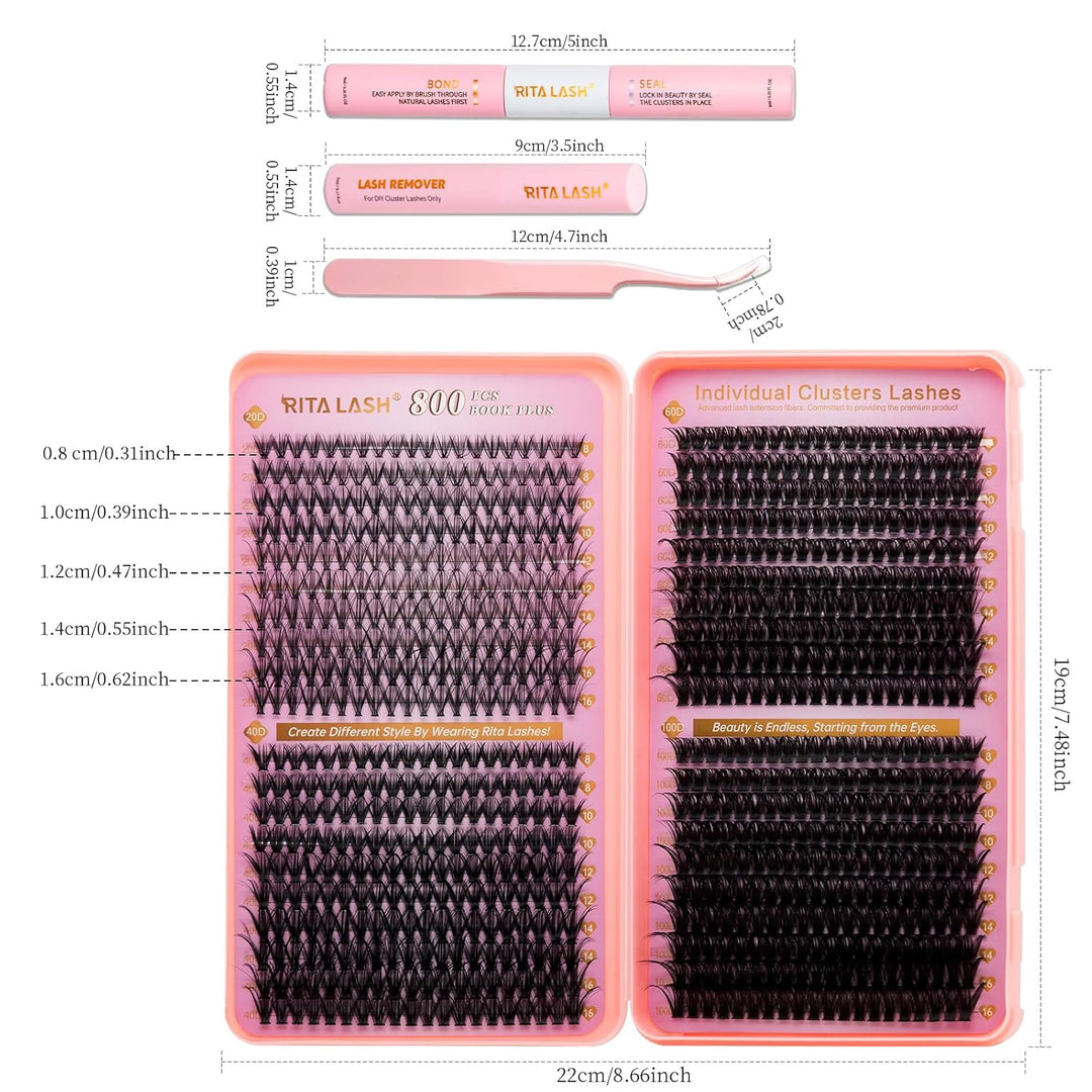 800pcs 20D+40D+60D+100D Lash Cluster Kit