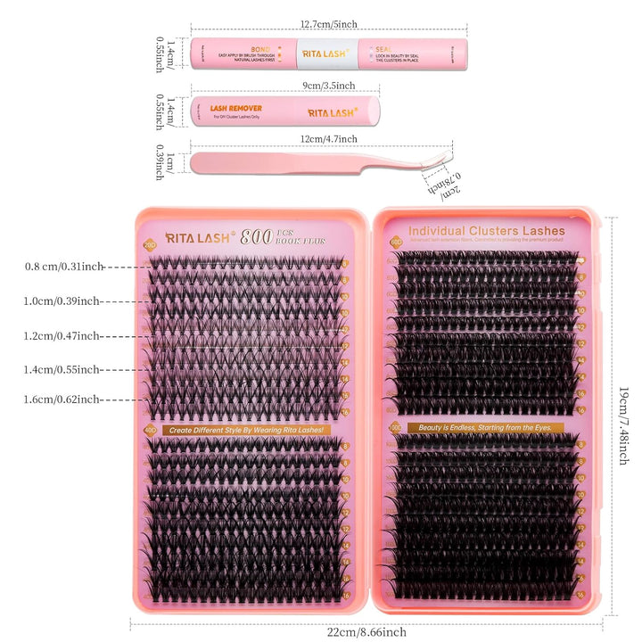 800pcs 20D+40D+60D+100D Lash Cluster Kit