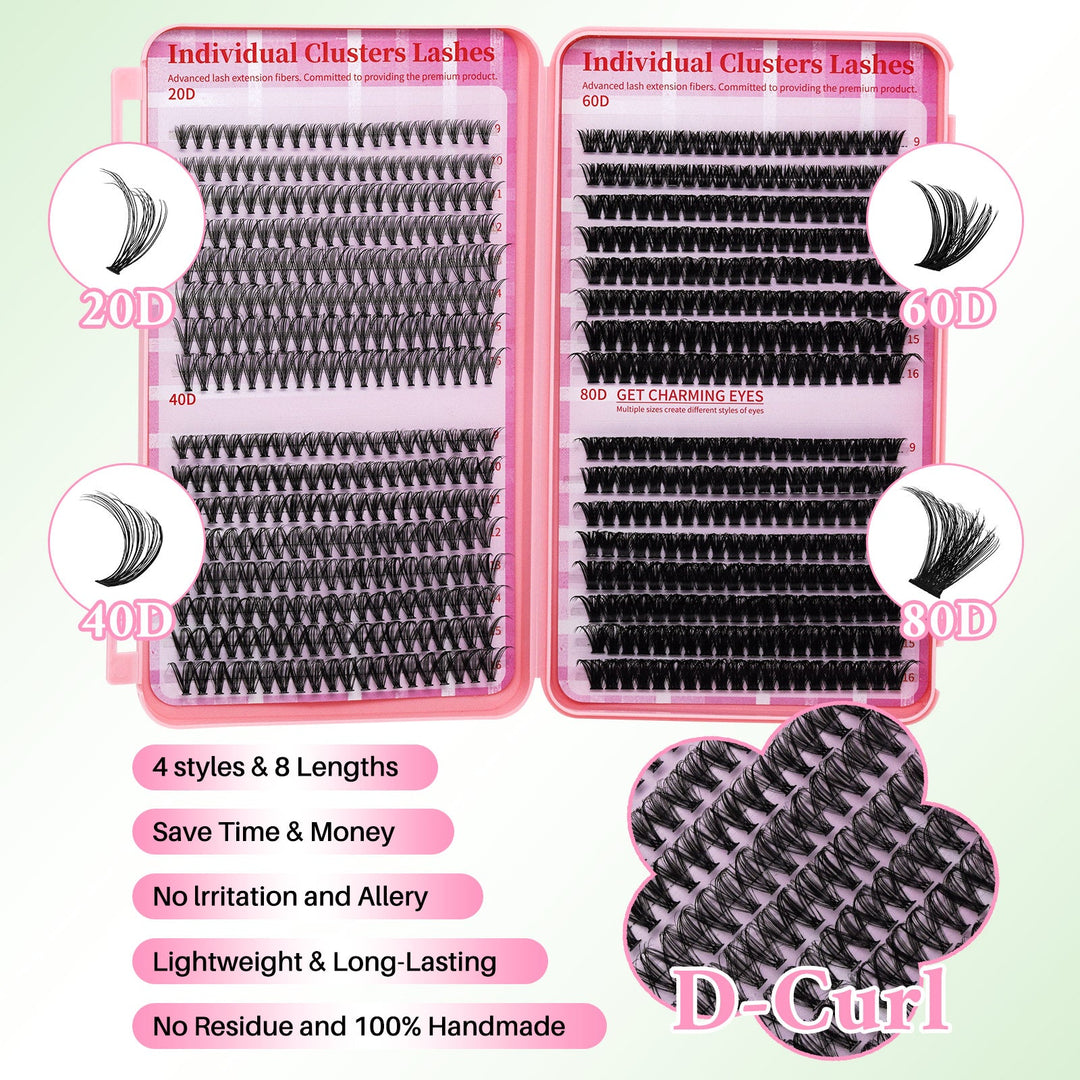 Lash Clusters 624pcs 20D+40D+60D+80D