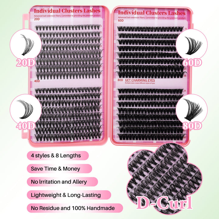 Lash Clusters 624pcs 20D+40D+60D+80D