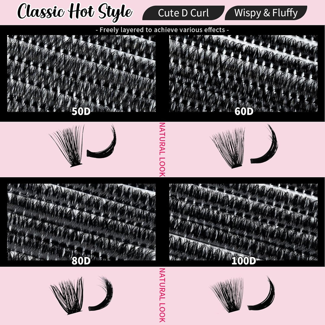 50D+60D+80D+100D Lash Extension Kit 640pcs