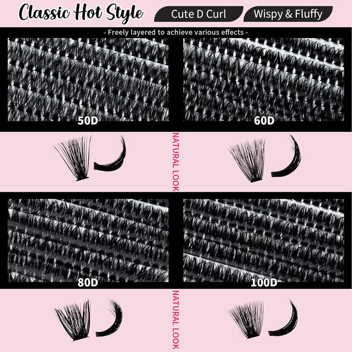 50D+60D+80D+100D Lash Extension Kit 640pcs