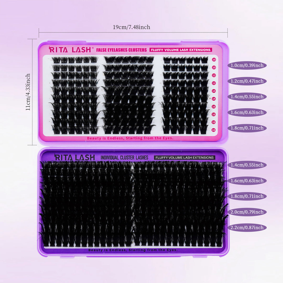 ✨RITALASH 460PCS D Curl Lash Clusters Book – DIY Extension Set