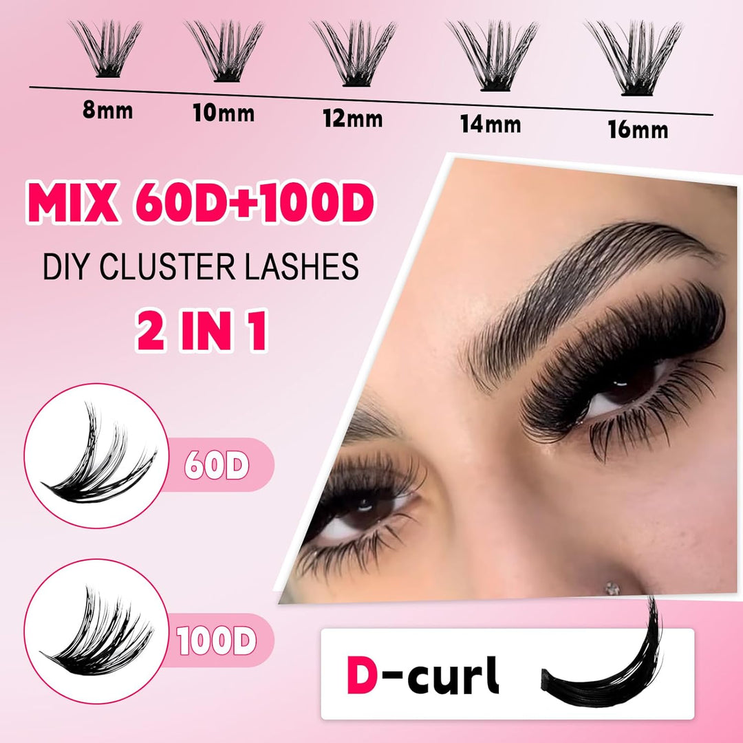 💖RITALASH 400PCS DIY Lash Extension Kit – 60D + 100D Extreme Volume Cluster Lashes