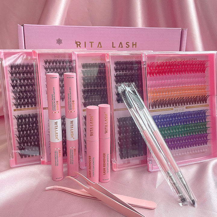 ✨280PCS Lash Extension Kit – 5 Styles DIY Lash Clusters with Bond & Applicator